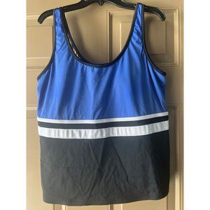 L.L. Bean Womens Tankini Swim Top Blue Black Size M